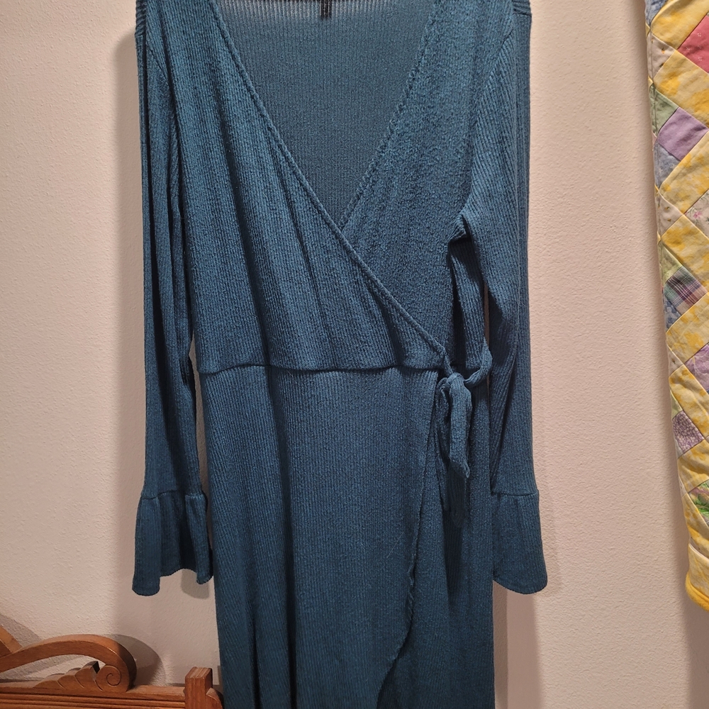 Xhilaration Teal Faux Wrap Dress